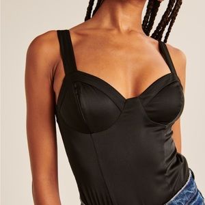 Abercrombie & Fitch Satin Corset Bodysuit